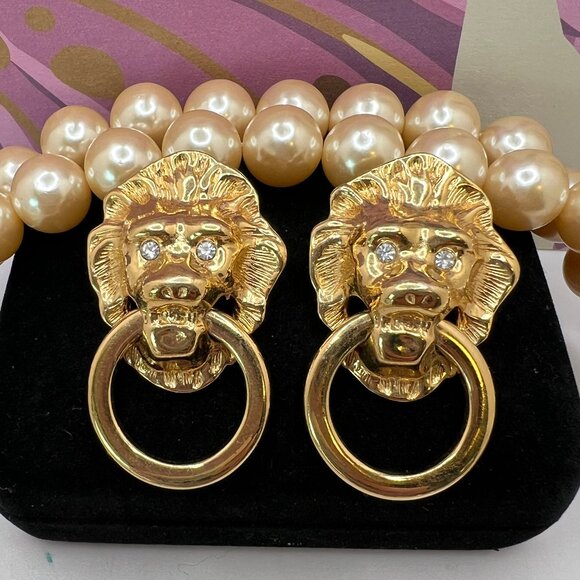 KJL for Avon Society Collection Lion Head Necklace & Earrings Set 1986 - Picture 3 of 6